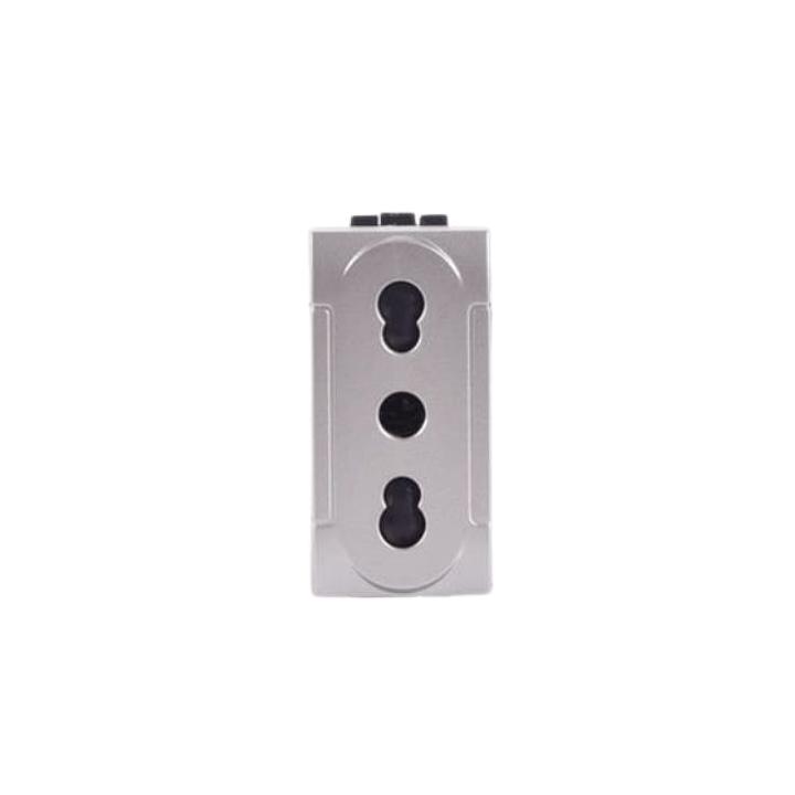 Mapam - 818A - PRESA BIVALENTE 10A/16A 2P+T COMP. LIGHT ALLUMINIO