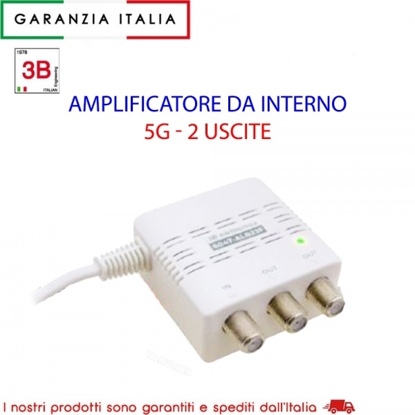 3B Elettronica ALB23F AMPLIFICATORE DA INTERNO 5G 2 USCITE REG VHF/UHF