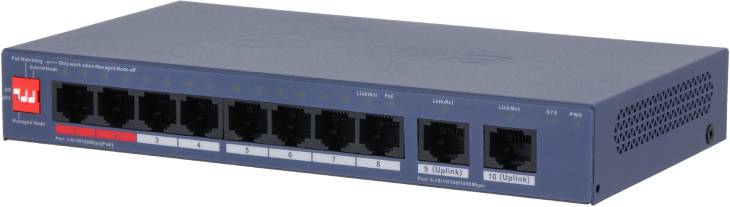 Dahua CS4010-8ET2GT-110 Switch Cloud managed con 10 porte (8 PoE 10/100 Mbps <110 W + 2 Gigabit (10/100/1000 Mbps) uplink)