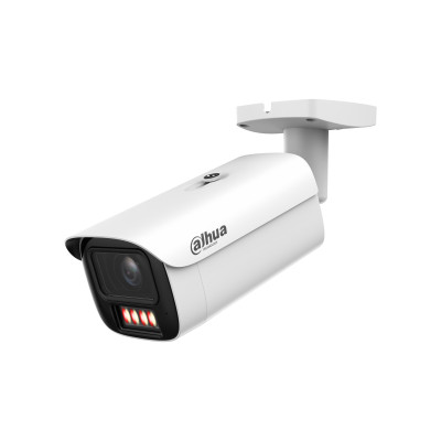 Dahua DH-IPC-HFW5459E1-Z4E-IL Telecamera bullet IP AI WizMind Smart Dual Light da interno/esterno IP67 antivandalo IK10, sensore CMOS progressivo 1/1.8", risoluzione 4 MP a 25fps, AI Coding, H.265+, ICR, ottica motorizzata 8~32 mm ƒ1.6, luminosità 0.0007 lux ƒ1.6 (0 con IR On), portata IR/warm light fino a 120/80 m, 1 porta RJ-45 10/100 Mbps, 2 ingressi e 1 uscita allarme, 1 ingresso e 1 uscita audio con microfono integrato, privacy mask 4 mosaici o 8 blocchi colorati, 3D NR, WDR 140 dB, IVS (protezione perimetrale), SMD 4.0, AcuPick (con NVR AcuPick), face detection, people counting, heat map, metadati video, slot micro SD card (max. 1 TB), alimentazione 12 Vdc/PoE+/ePoE