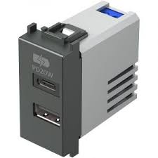 TEM EM69AT ALIMENTATORE USB 20W - 1 MODULO - MODUL ANTRACITE