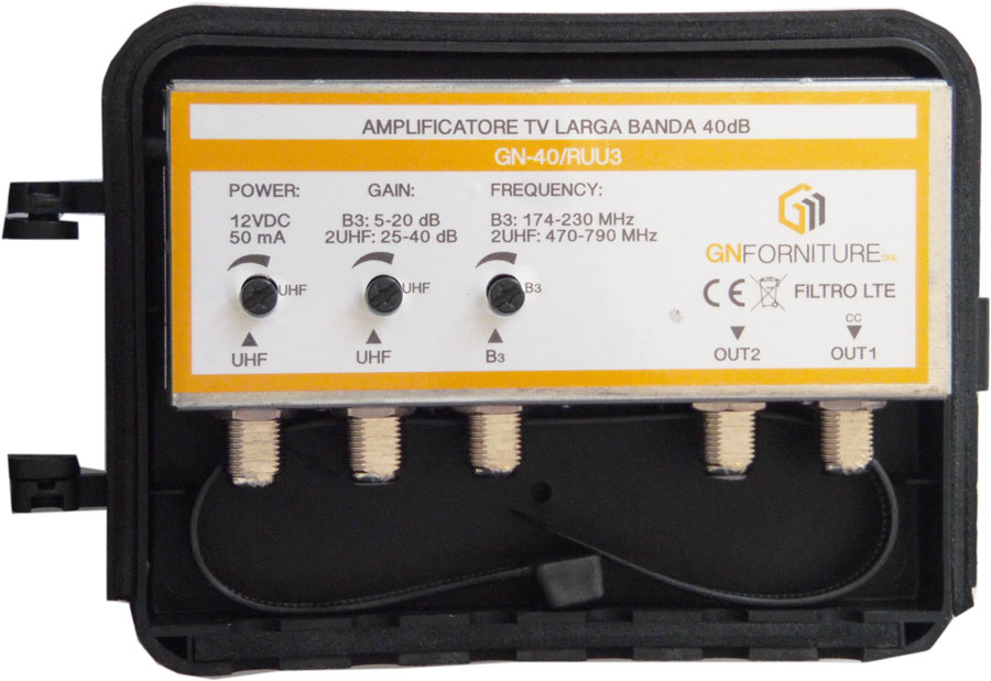 GN GN-40/RUU 5G 2OUT AMPLIFICATORE DA PALO 2 INGRESSO 2 USCITE 40dB UHF - FILTRO 5G
