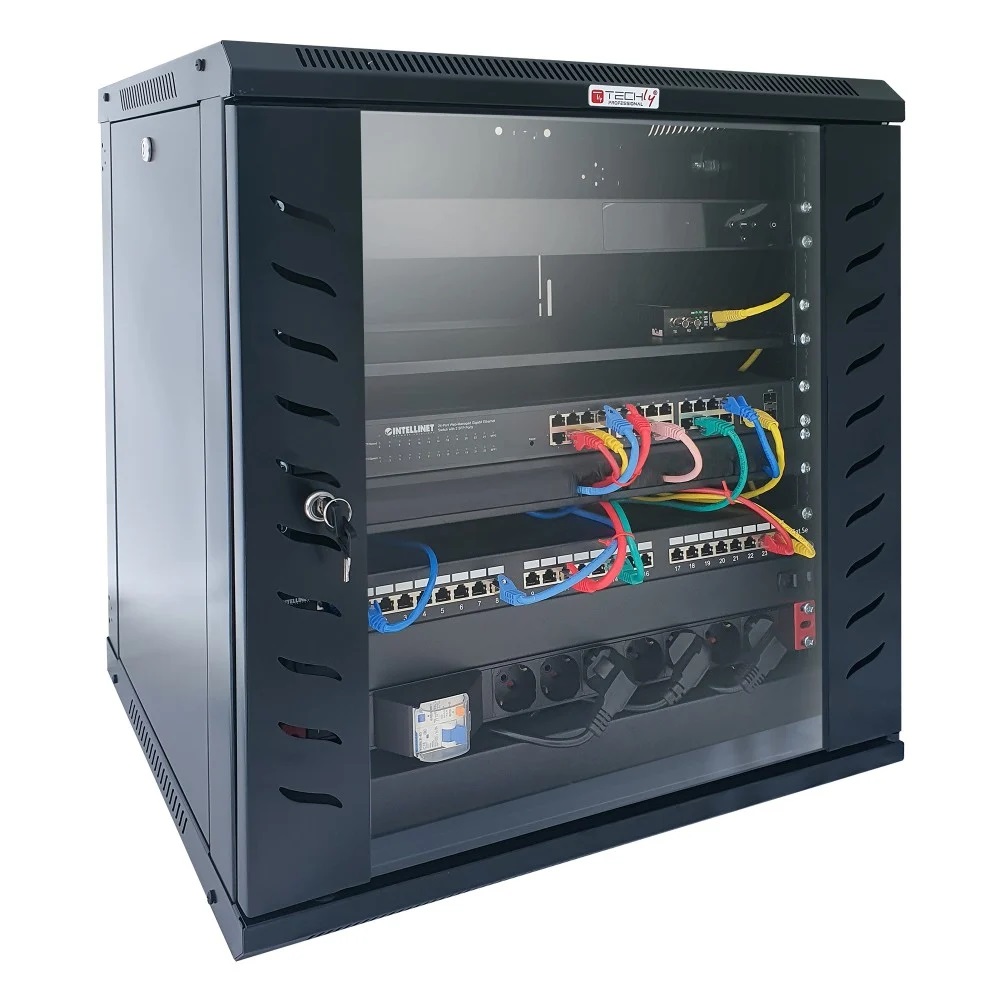TECHLY I-CASE FP-4515BK Armadio Rack 19" a Muro 15 Unità P.450 mm Flat 
Pack Nero