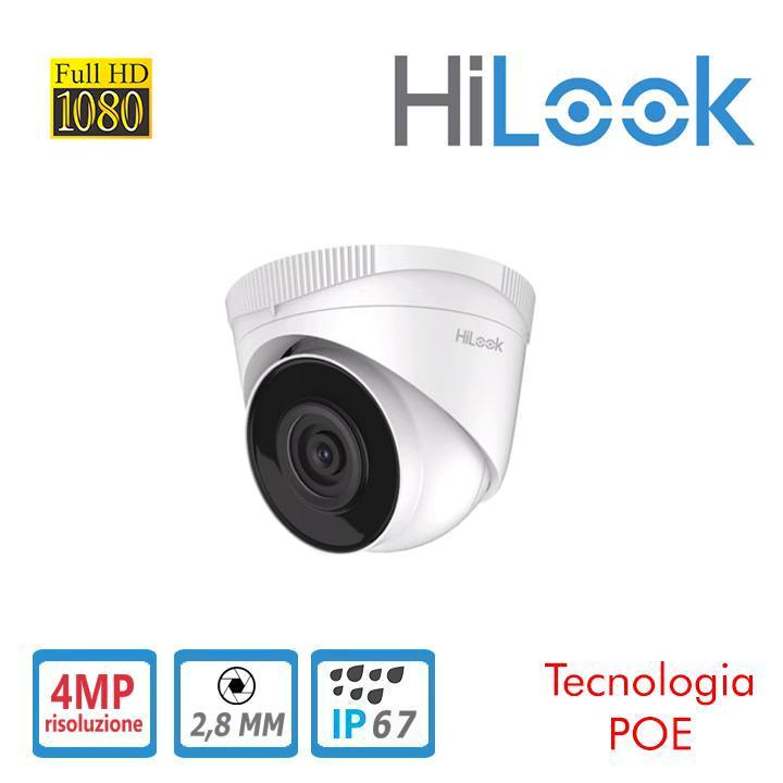 HiLook IPC-T241H TELECAMERA IP DOME 4MP 2,8MM - POE - IR 40MT