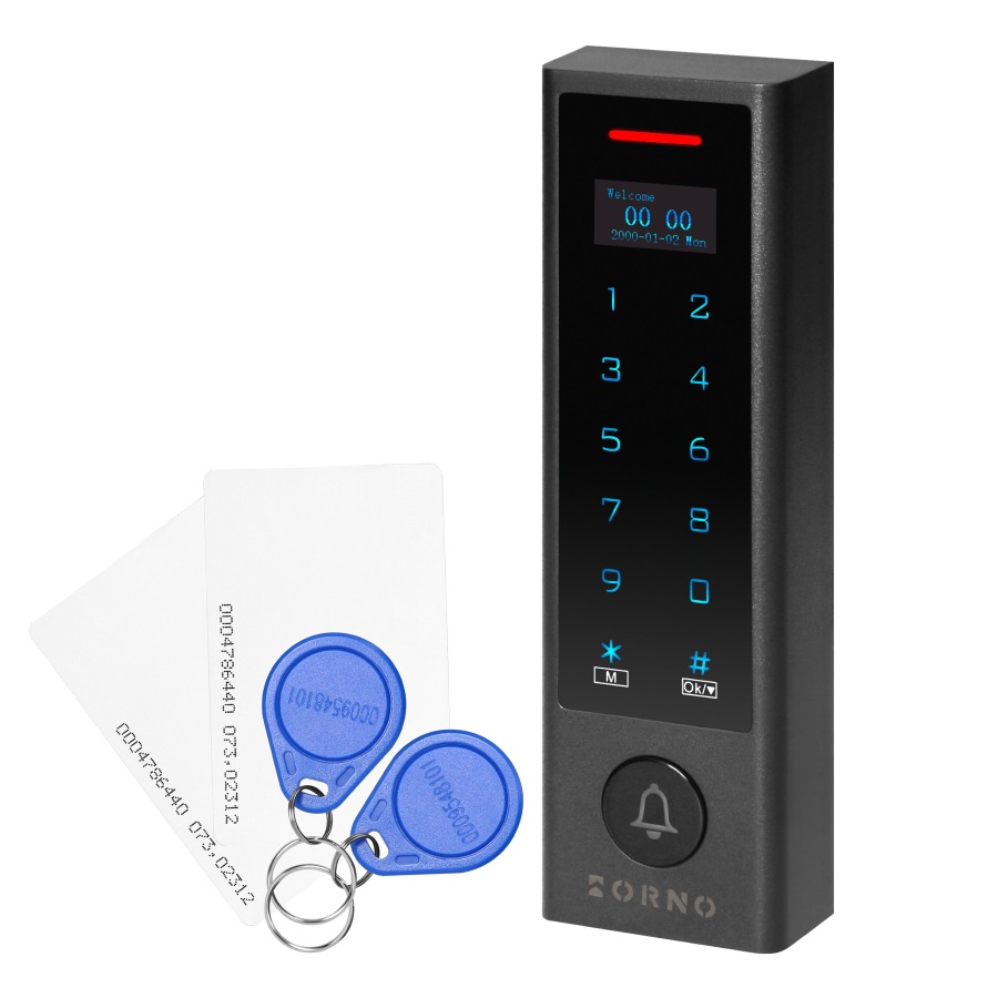 ORNO OR-ZS-831 Serratura a codice con lettore di carte e tag di prossimità RFID 125 kHz , display OLED, Wi-Fi, IP68, 1 uscita relè (2A), TUYA