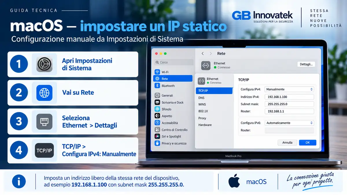 macOS - procedura per impostare manualmente un indirizzo IPv4